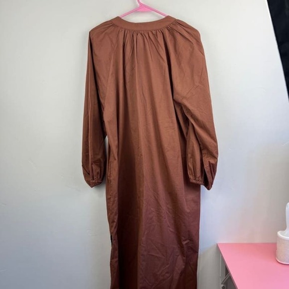 NWT SUNDRY Brown Raglan Cotton Woven Henley Dress Womens Size 3 US: L - Picture 7 of 9